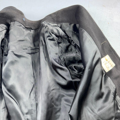 VTG 1950s 1960s Coat Trench Mens Black Wool Cashmere Rockabilly Overcoat