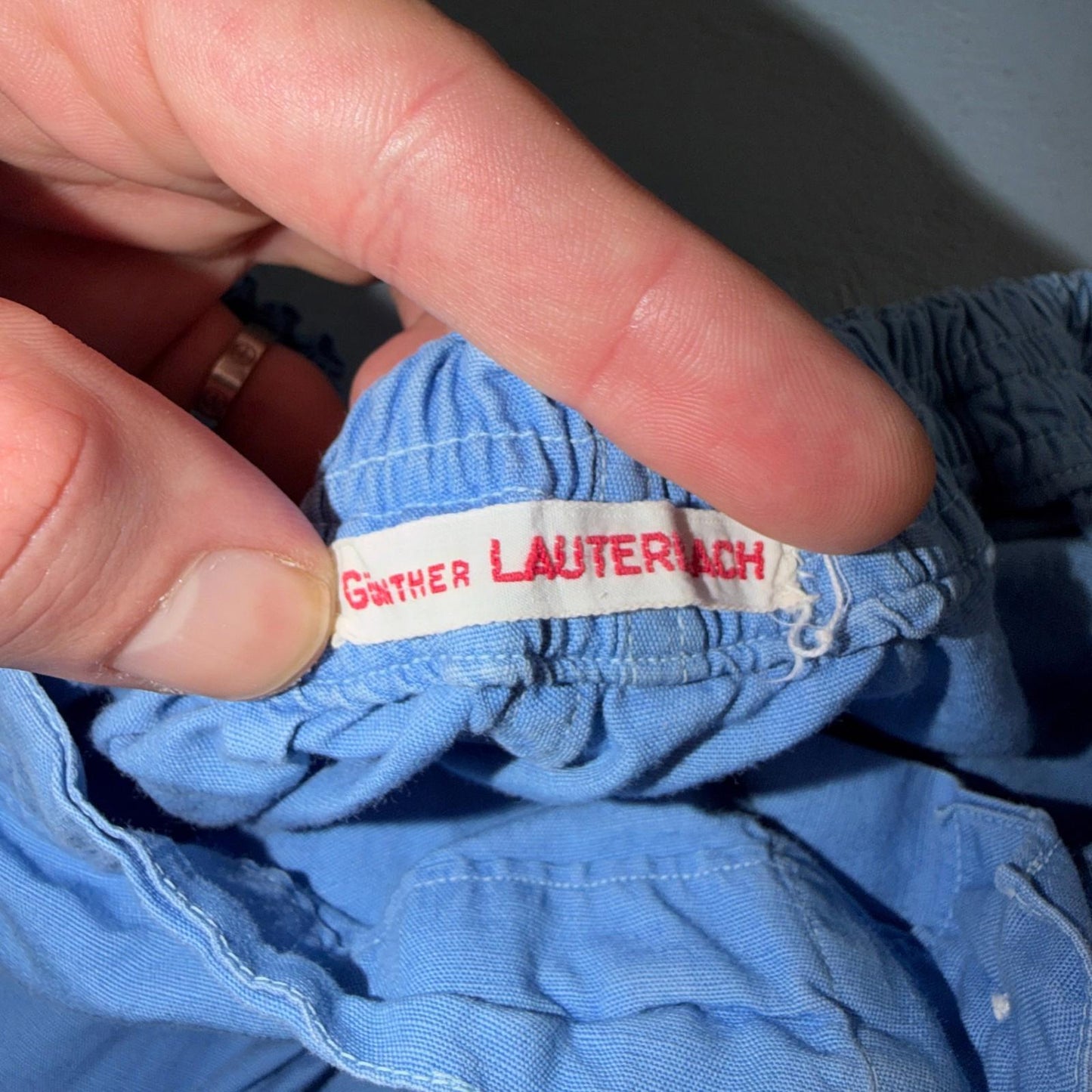Vintage 50s 60s Blue Sanforized Sleepwear Pajamas Pair Pants Top Cotton Solid
