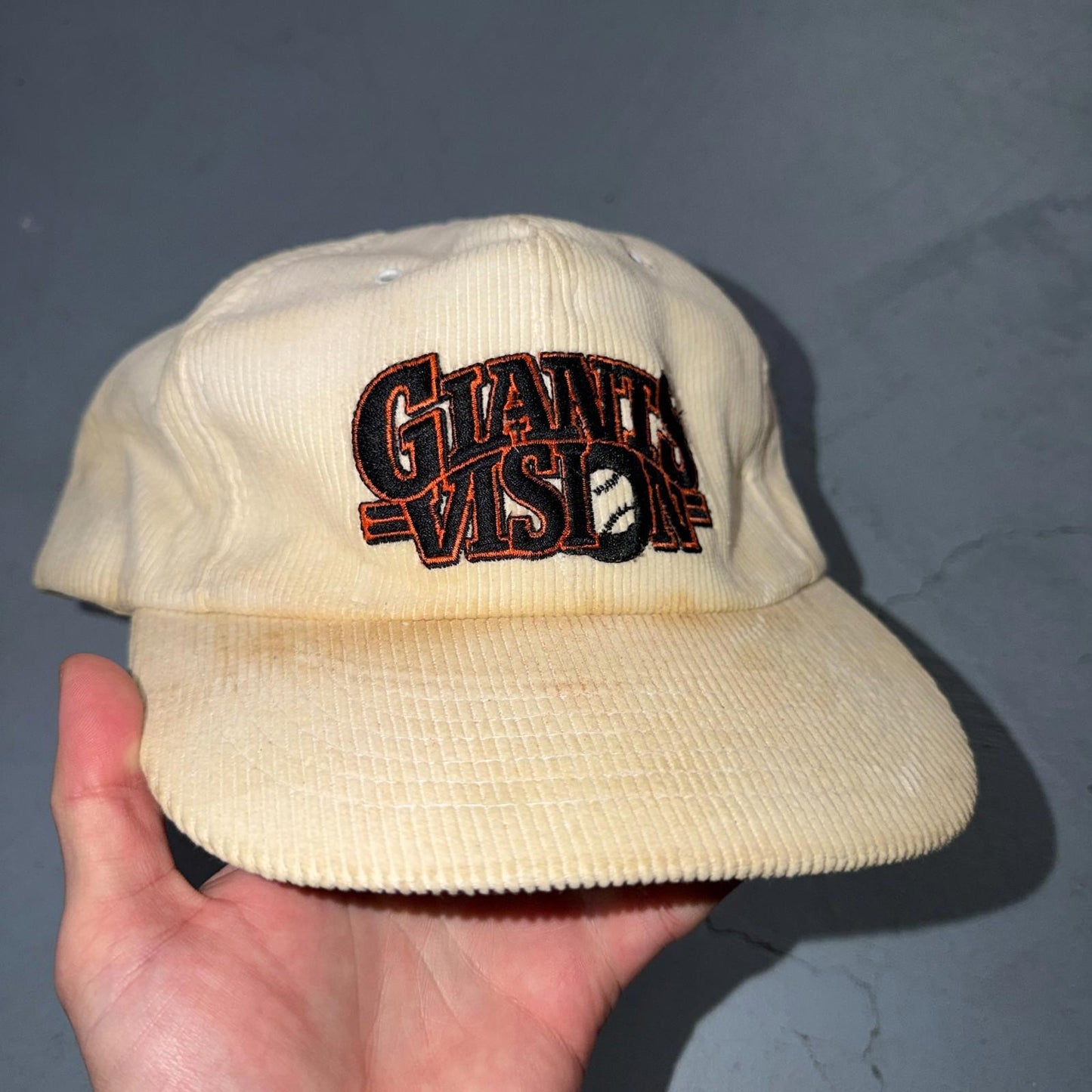 VTG Corduroy San Francisco Giants Snapback White Hat Cap Hat Giants Vision