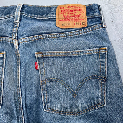 Levis 501 Vintage Y2K XX 90s Straight Leg Jeans Blue Light Wash 34x32 Act 32x29