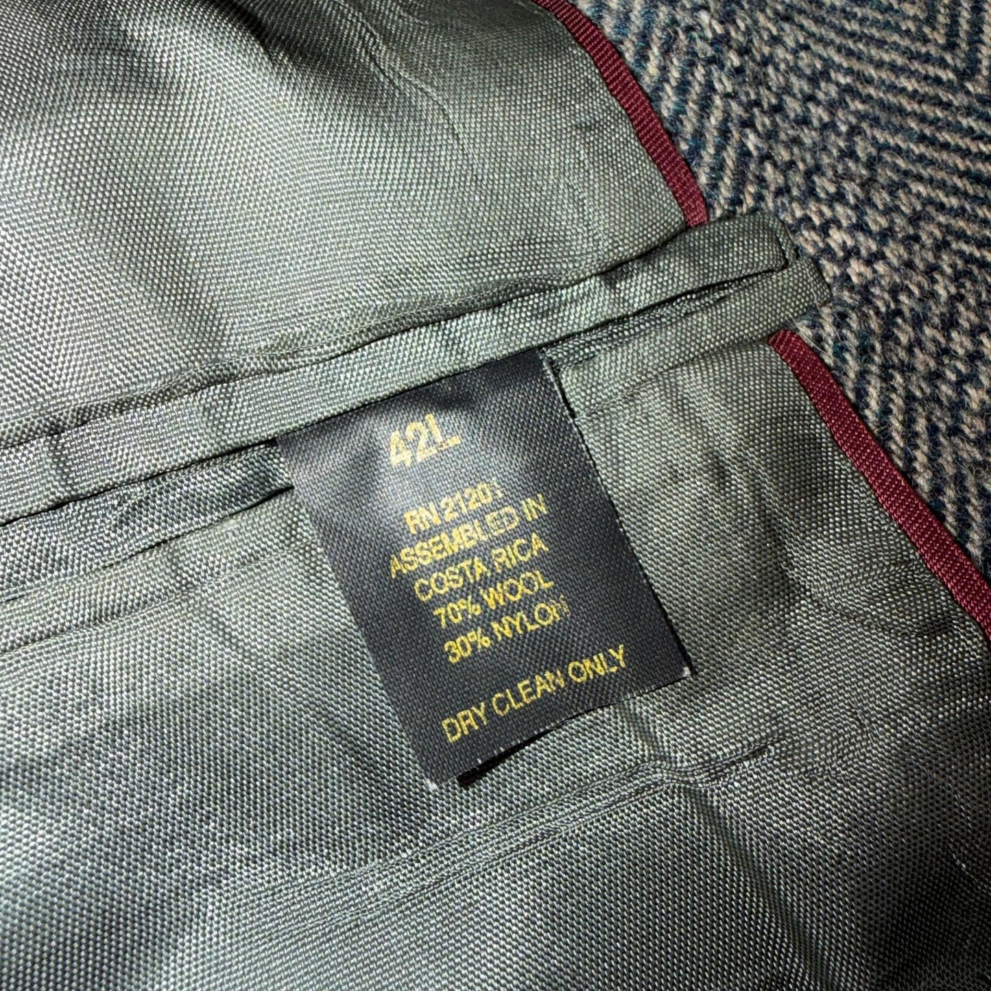 VTG Farah Wool Tweed Blazer Jacket Sport Suit Coat Gray Size 42L Herringbone