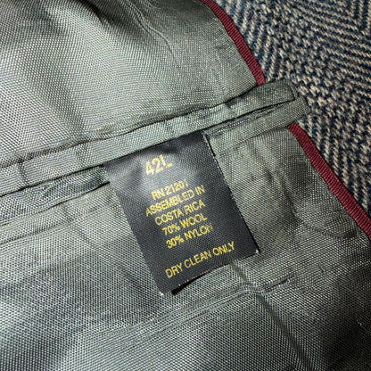 VTG Farah Wool Tweed Blazer Jacket Sport Suit Coat Gray Size 42L Herringbone