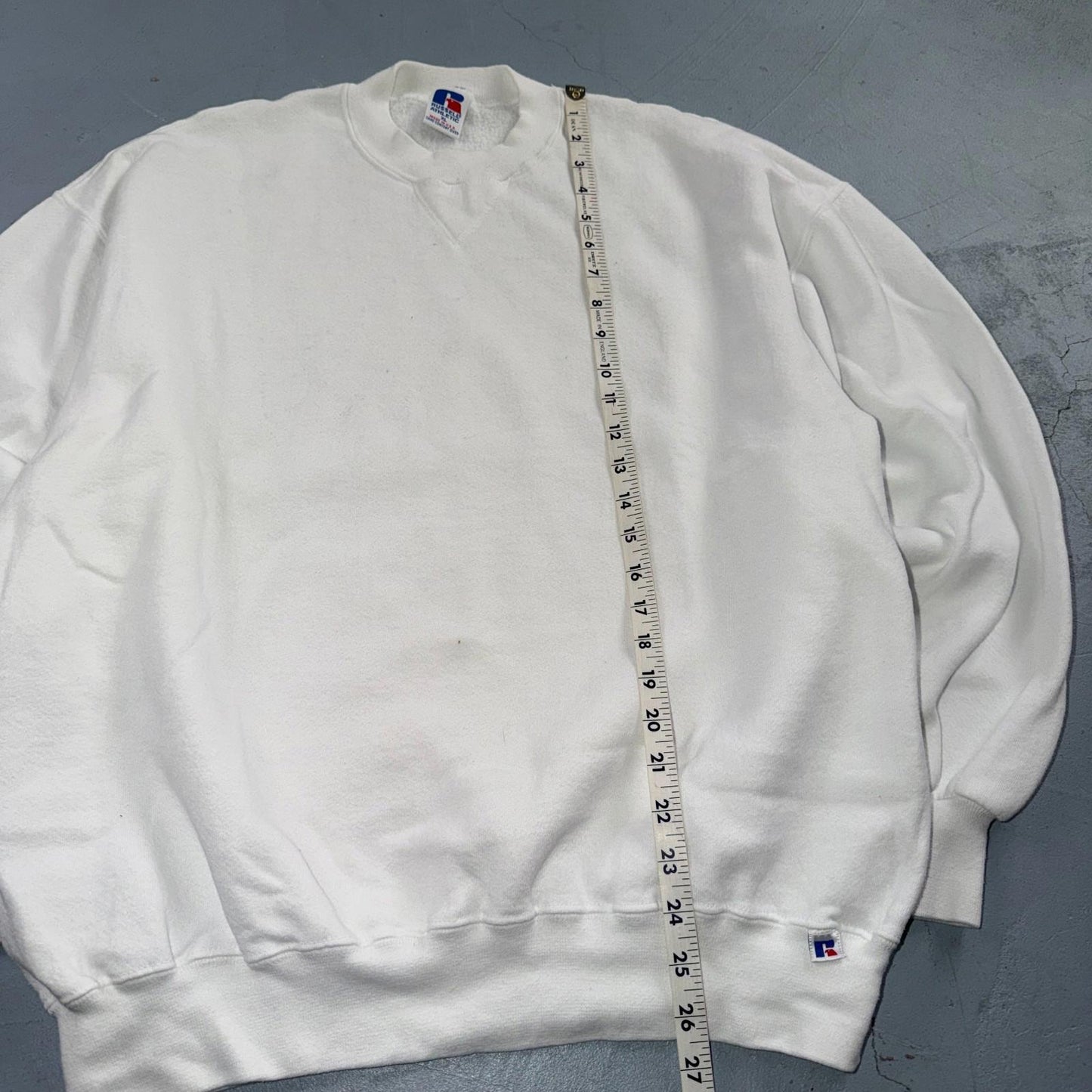 Russell Athletic XL Sweatshirt 90s VTG Crewneck White Basic Blank Essential