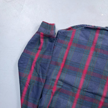 VTG Five Brother Shirt Mens M Shadow Plaid Flannel USA Red 1980s 80s Green Red