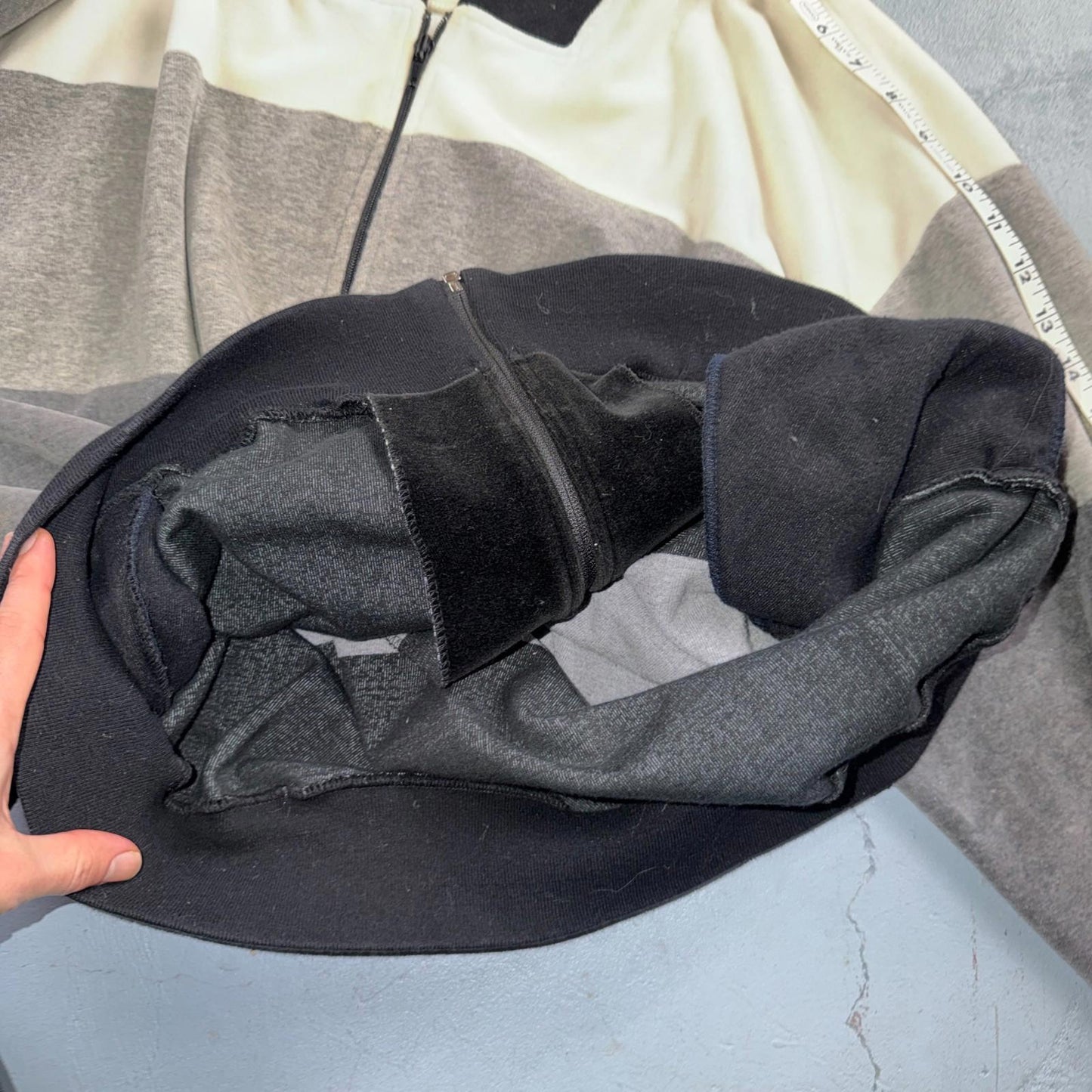 VTG Neiman Marcus Velour Track Jacket L Gray Zip USA 80s Loungewear Colorblock
