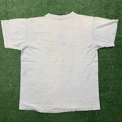 Nike Vintage T Shirt Mens L Quad Block Print Thrashed 70s Original Distressed