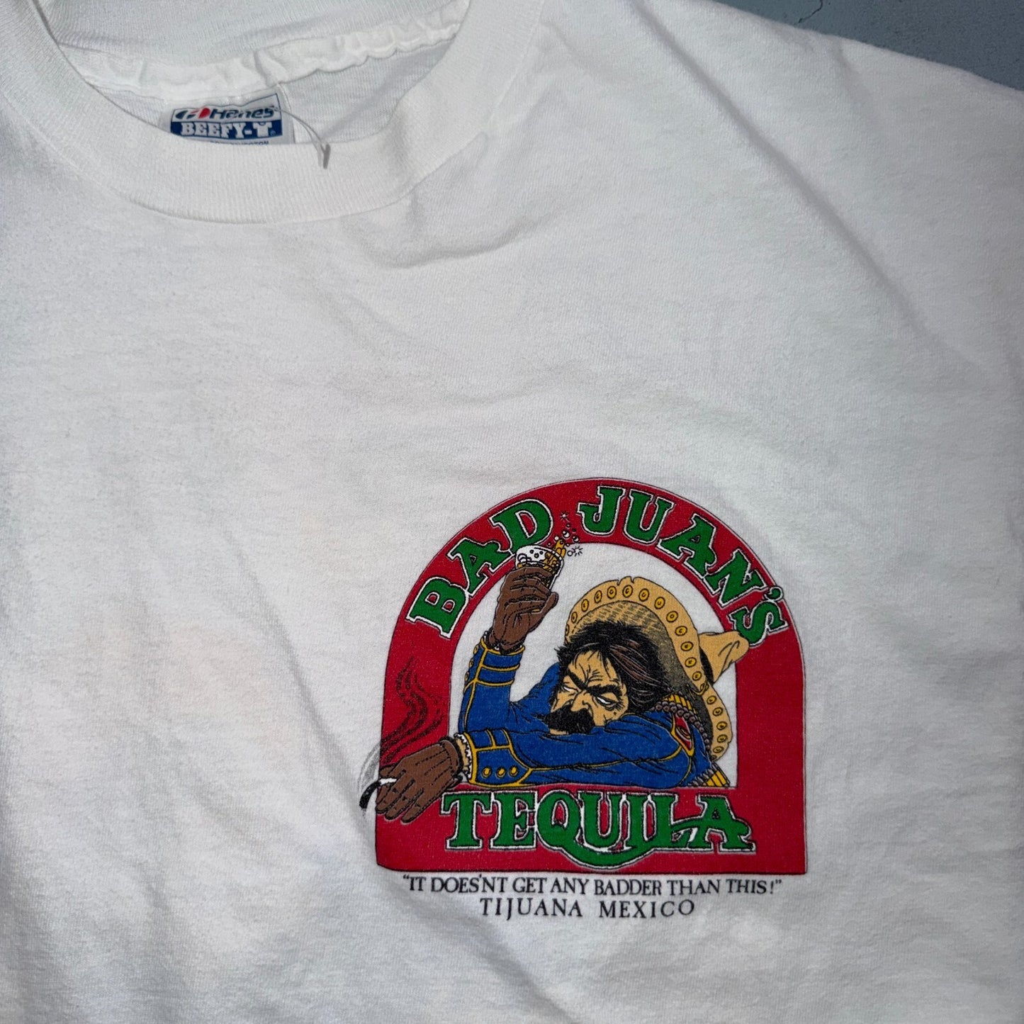 VTG 80s Bad Juans Tequila T Shirt Tijuana Mexico Funny Graphic Alcohol XL