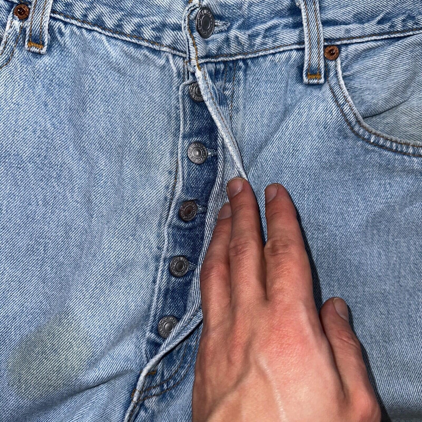 Levis 501 Vintage 90s USA XX Straight Leg Jeans Blue Light Wash 38x32 Act 37x31