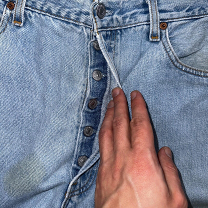 Levis 501 Vintage 90s USA XX Straight Leg Jeans Blue Light Wash 38x32 Act 37x31