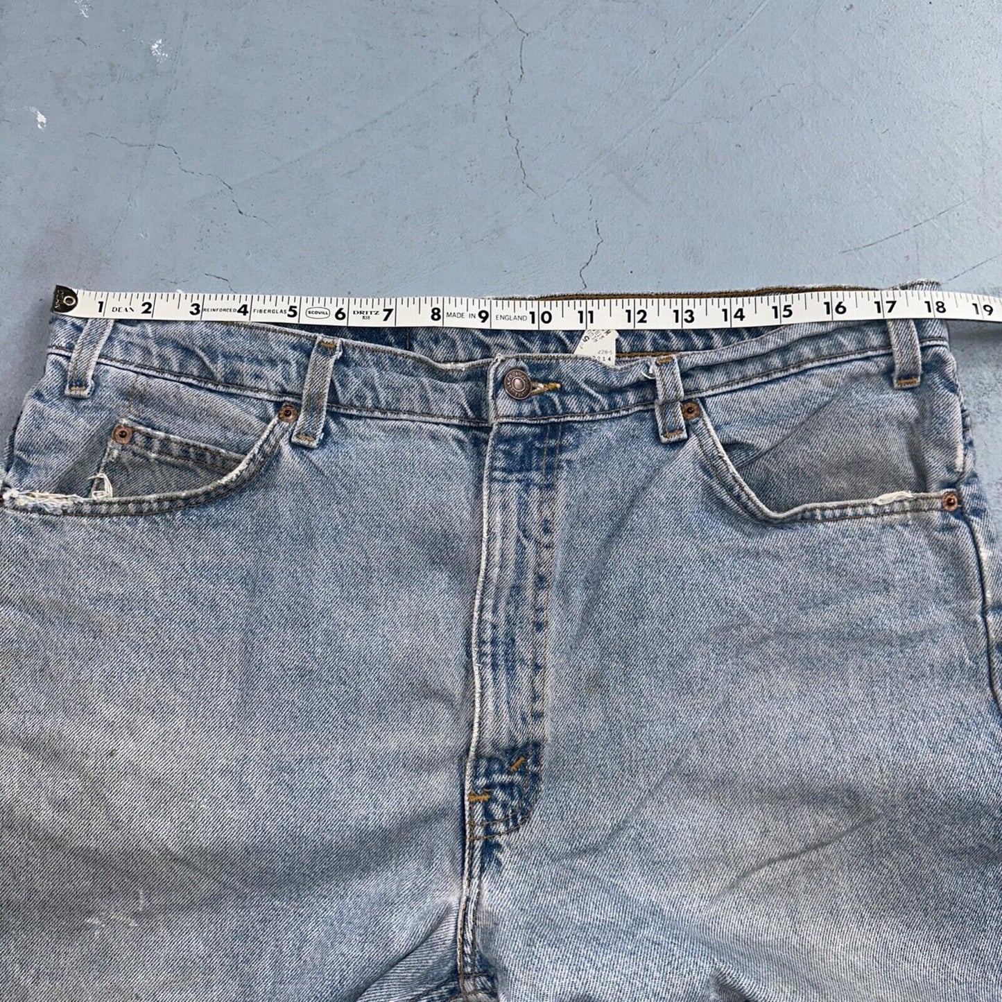 Levis 505 Vintage 90s Mexico Orange Tab Jeans 38x32 Blue Light Wash Act 36x30