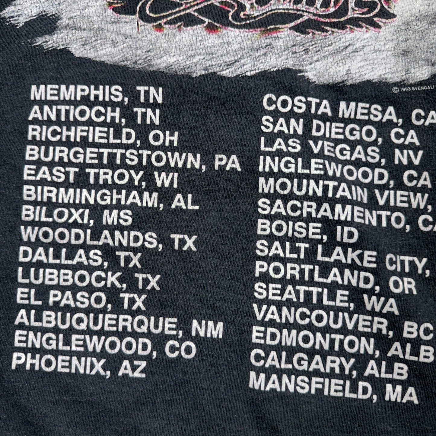 Aerosmith Vintage 1993 Get A Grip Tour T Shirt Giant Black Original Band Music
