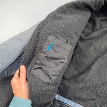 Nike VTG Jacket L Grey Nylon Softshell Fleece Coat 3M Y2K 2000s Waist Elastic