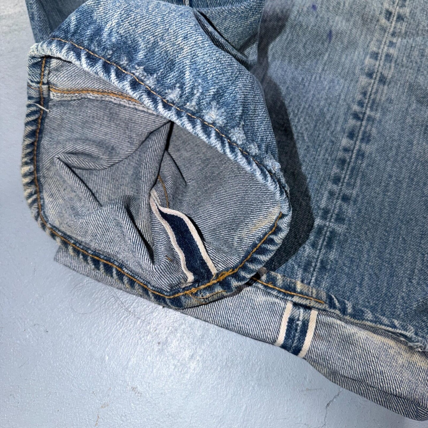Levis 501 Vintage 70s SS Redline Selvedge USA Jeans Light Wash 44x34 Act 40x30