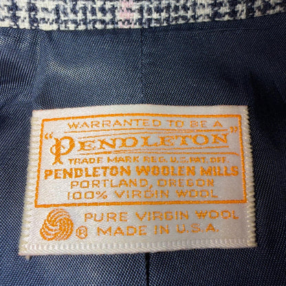 Pendleton 100% Virgin Wool Blazer Womens 16 Gray Plaid One Button Pockets