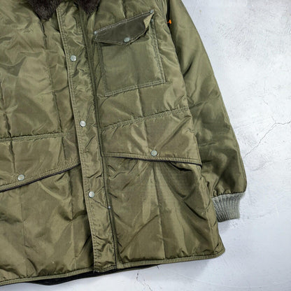 Vintage 1960s Green Parka Puffer Jacket Coat Men's L USA Refrigiwear Ski 60s