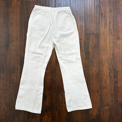 VTG 1960s Rockabilly 26x27 USA Hand Drawn Political No Nukes White Art Pants 60s