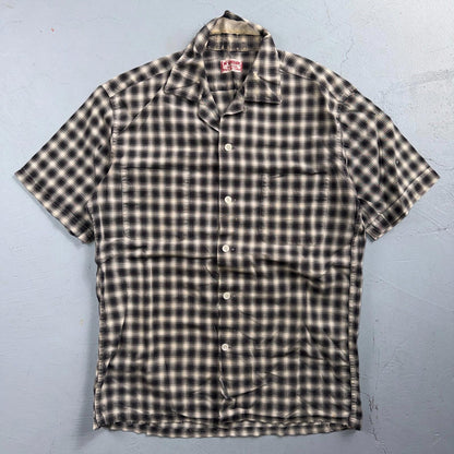 Vintage 60s McGregor Checker Loop Collar Button Up Shirt Made In USA Rockabilly