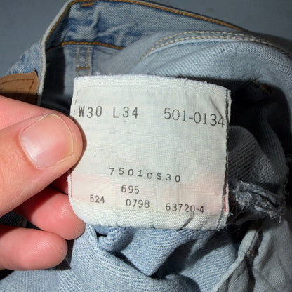 Levis 501 Vintage 90s USA XX Straight Leg Jeans Blue Light Wash 30x34 Act 29x32
