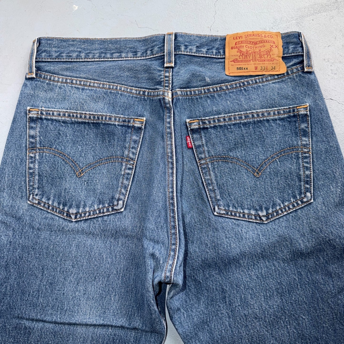 Levis 501 Vintage 90s USA XX Straight Leg Jeans Blue Med Wash 33x34 Act 31x31