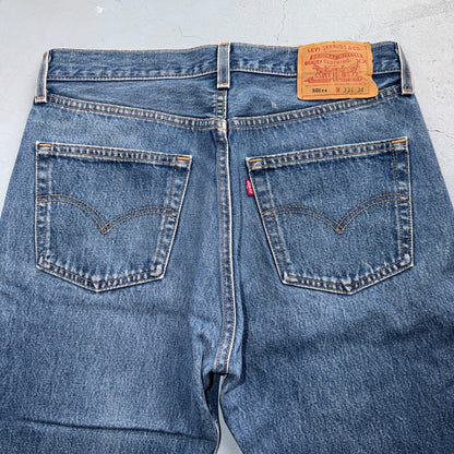 Levis 501 Vintage 90s USA XX Straight Leg Jeans Blue Med Wash 33x34 Act 31x31