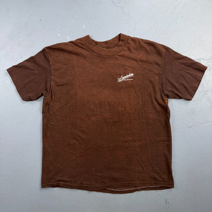 Take Memories Leave Footprints 80s VTG T Shirt Brown 1980s Single Stitch Hiking