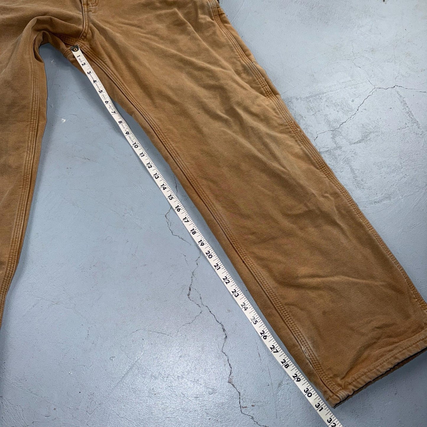Carhartt Carpenter Pants Duck Canvas Flannel Lined B111 BRN Workwear Men 32x32