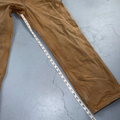 Carhartt Carpenter Pants Duck Canvas Flannel Lined B111 BRN Workwear Men 32x32