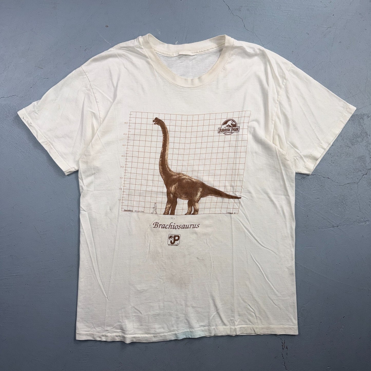 Jurassic Park VTG 1993 T Shirt Size Large Brachiosaurus Dinosaur Animals Humans