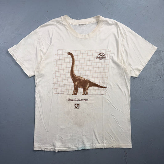 Jurassic Park VTG 1993 T Shirt Size Large Brachiosaurus Dinosaur Animals Humans