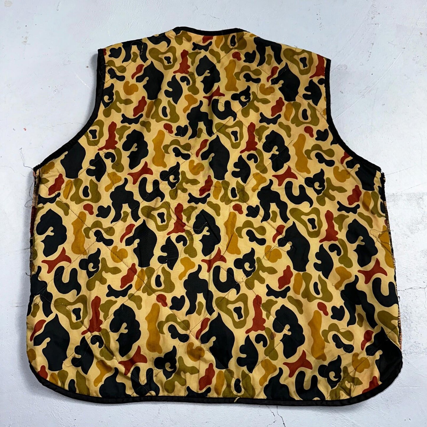 Vintage Duck Camo Vest Adult Large Camouflage Puffer Reversible Hunting Fishing