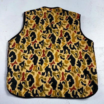 Vintage Duck Camo Vest Adult Large Camouflage Puffer Reversible Hunting Fishing