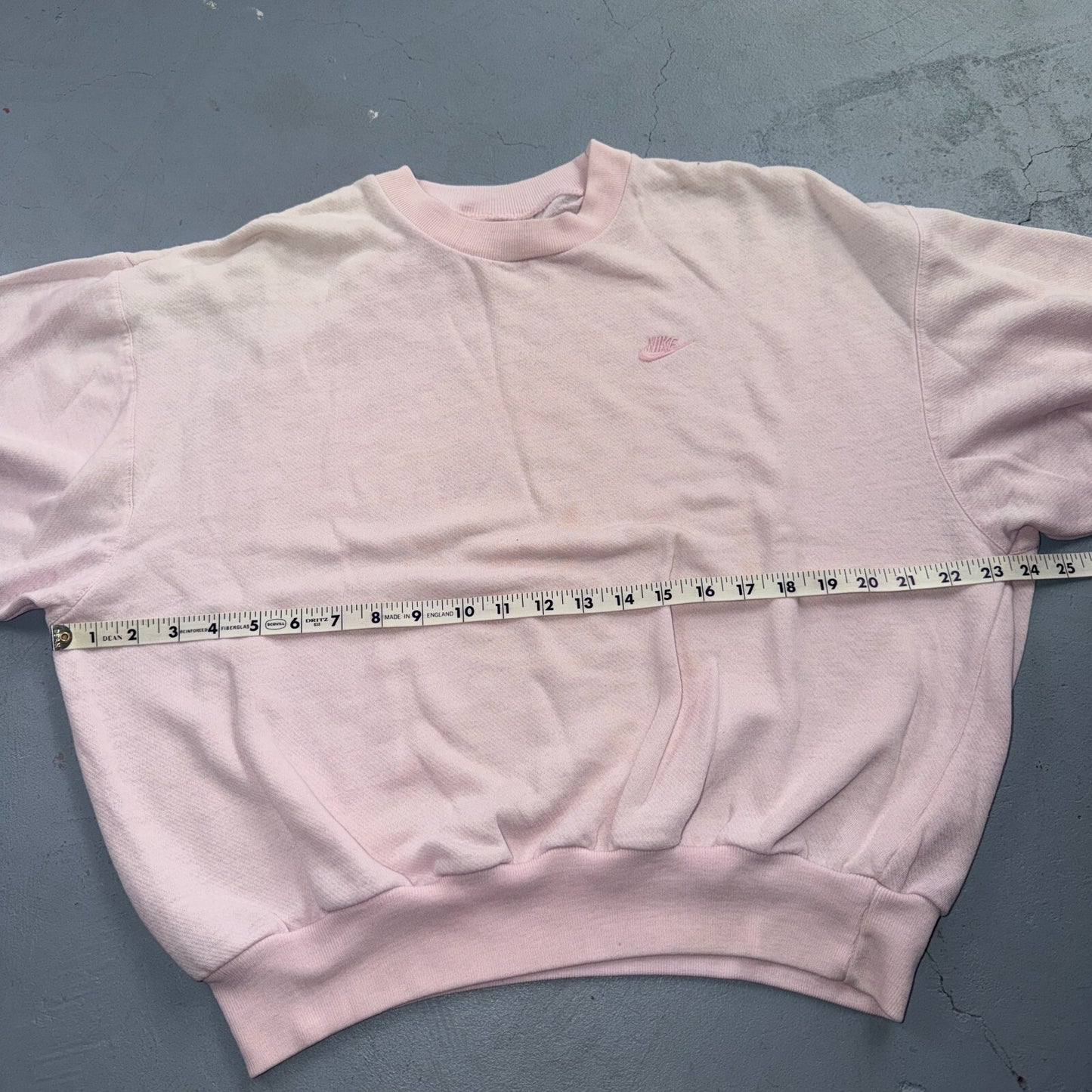 Vintage 90s Nike Mini Swoosh Embroidered Crewneck Sweatshirt Pink L Gray Tag