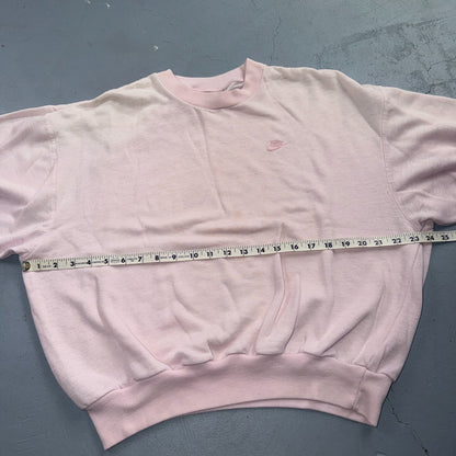 Vintage 90s Nike Mini Swoosh Embroidered Crewneck Sweatshirt Pink L Gray Tag