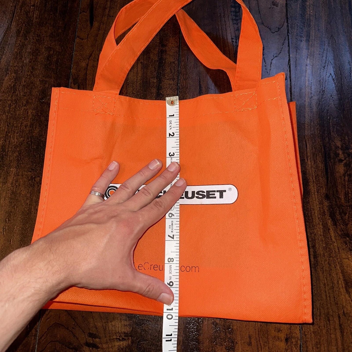 LE Creuset Large EcoFriendly Reusable Shopping Gift Bag Tote 11 X 10 Orange