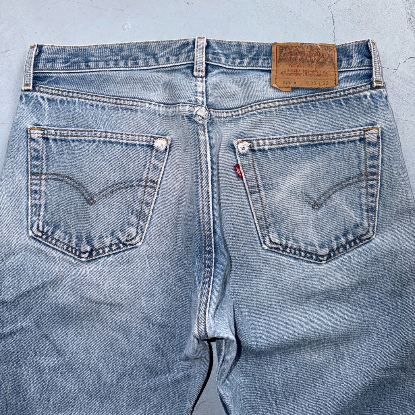Levis 501 Vintage 90s USA XX Straight Leg Jeans Blue Light Wash 35x33 Act 34x29