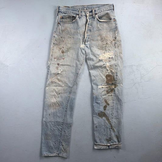 Levis 501 Vintage 80s Redline Selvedge USA XX Jeans Thrashed 32x36 Act 30x32