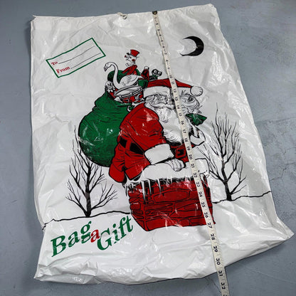 Vintage Large Plastic Christmas Stocking Santa Claus Gift Bags Used Cute