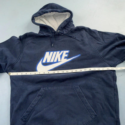 Nike Vintage Y2K Big Spellout Swoosh Sweatshirt Hoodie Sz L Silver Bar Tag