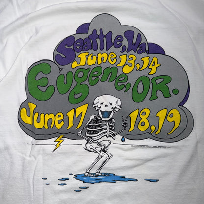 VTG 1993 Grateful Dead Rain Bears Tour T Shirt Seattle Eugene Skeleton Lightning