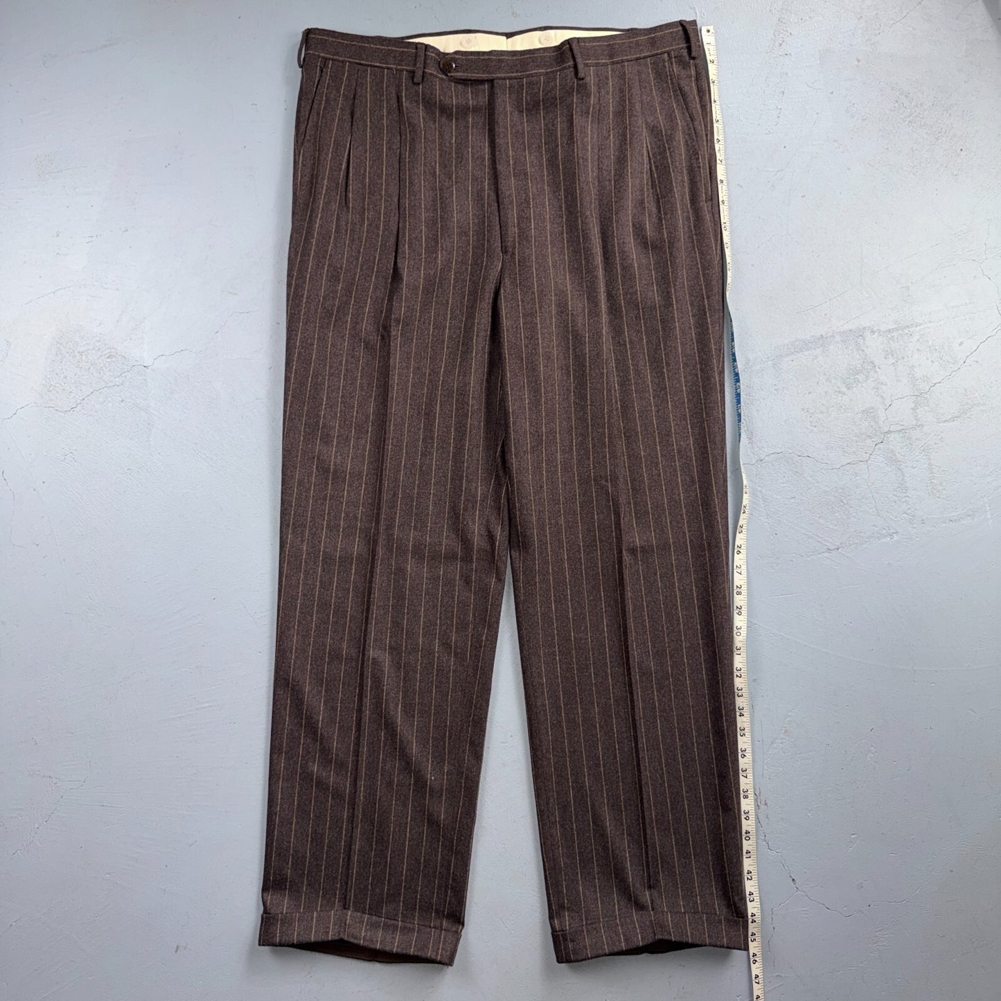 VTG Mens 2 PC Suit 56 Jacket Coat Pants Double Breasted Wool Italy 90s Luciano