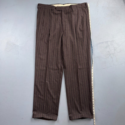 VTG Mens 2 PC Suit 56 Jacket Coat Pants Double Breasted Wool Italy 90s Luciano