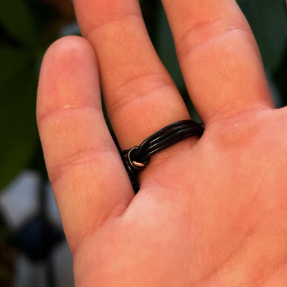 Homemade Wire Black Created Women's Wedding Band Ring Cute Y2K VTG Cool 90s