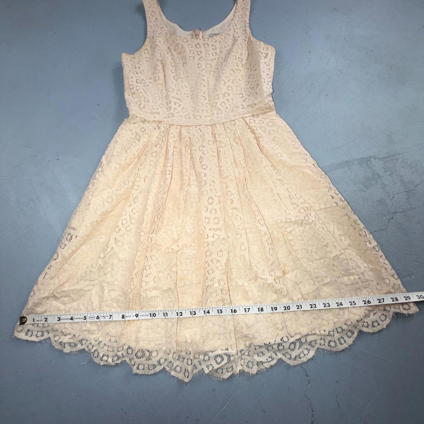 J Crew Lace Ivory Swirling Lace Pleated Sleeveless Dress Women's Size 4 Spring