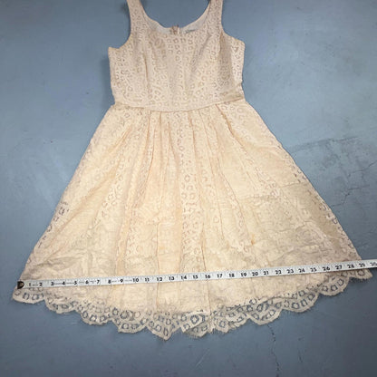 J Crew Lace Ivory Swirling Lace Pleated Sleeveless Dress Women's Size 4 Spring