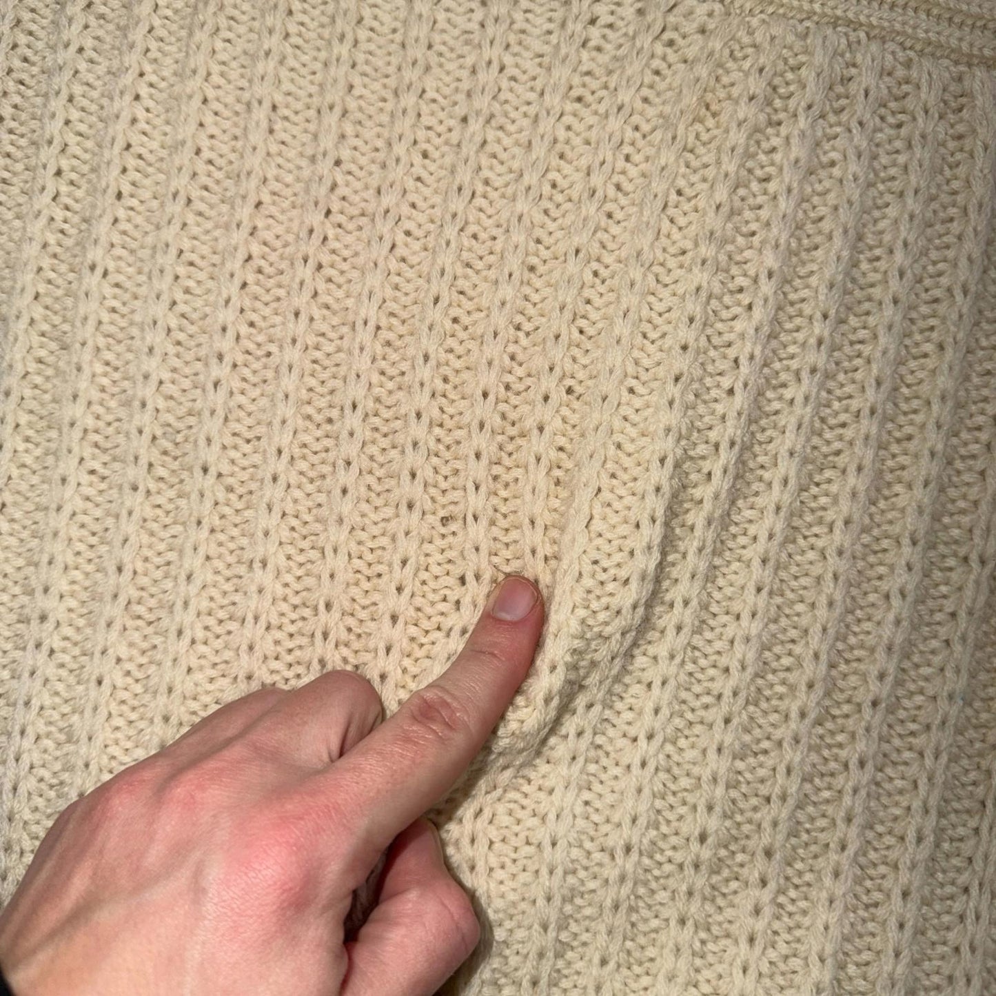 VTG Abercrombie & Fitch Heavy Wool Shawl Sweater Oatmeal Beige Fisherman 70s