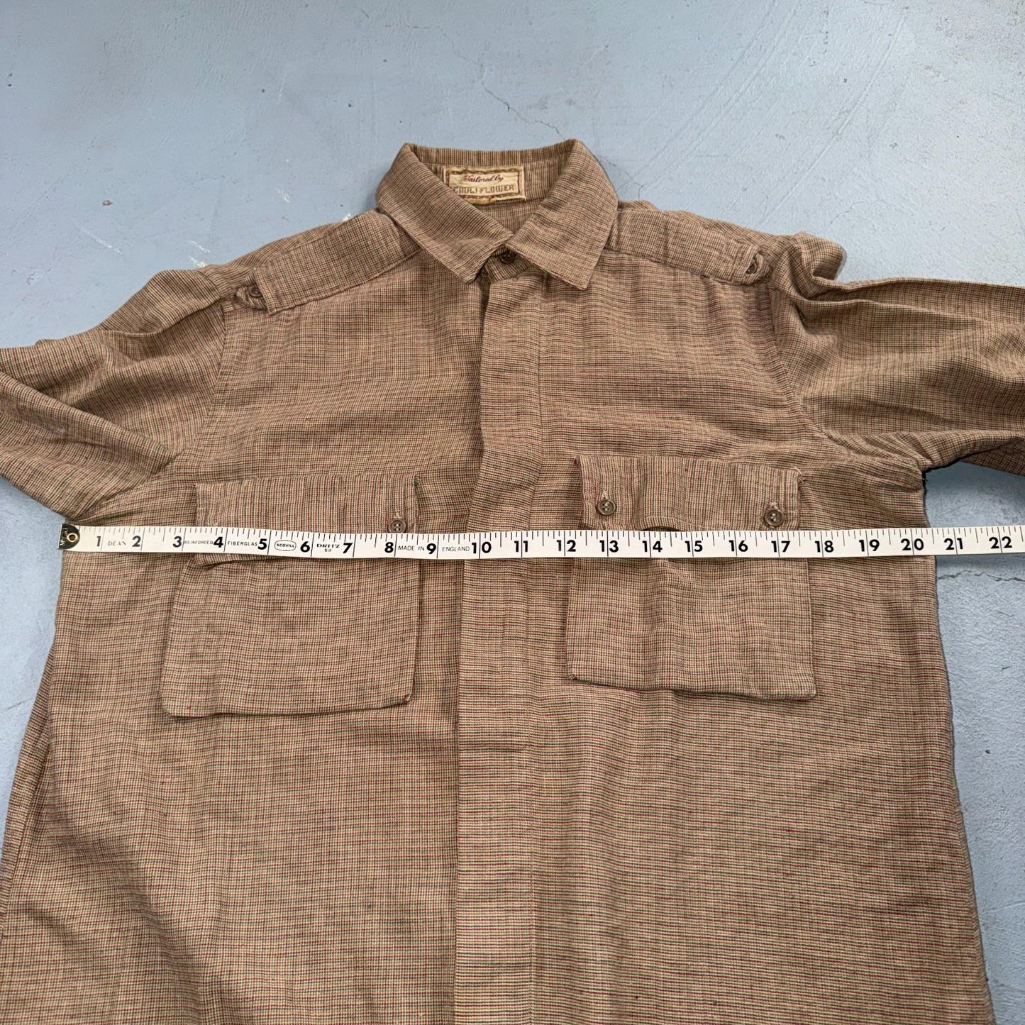 Vintage 1940s Plaid Workwear Chore Shirt Utility Button Up Medium Rockabilly 40s