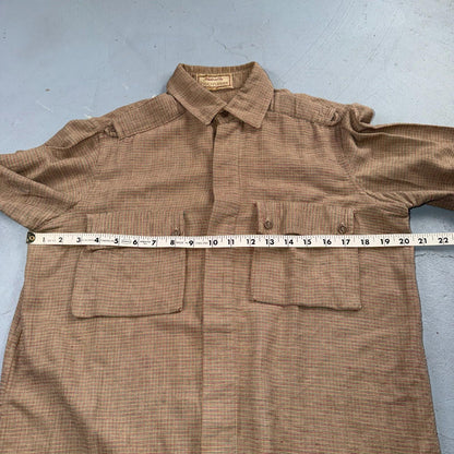 Vintage 1940s Plaid Workwear Chore Shirt Utility Button Up Medium Rockabilly 40s