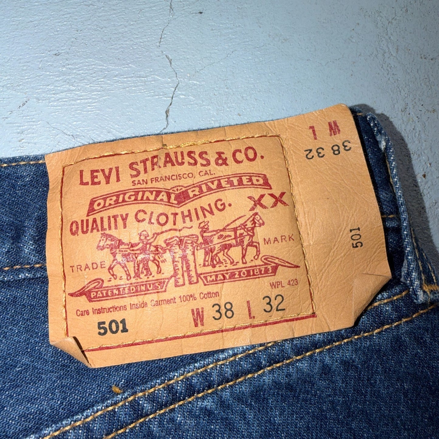 Levis 501 Vintage 90s Y2K XX Straight Leg Jeans Blue Dark Wash 38x32 Act 37x29