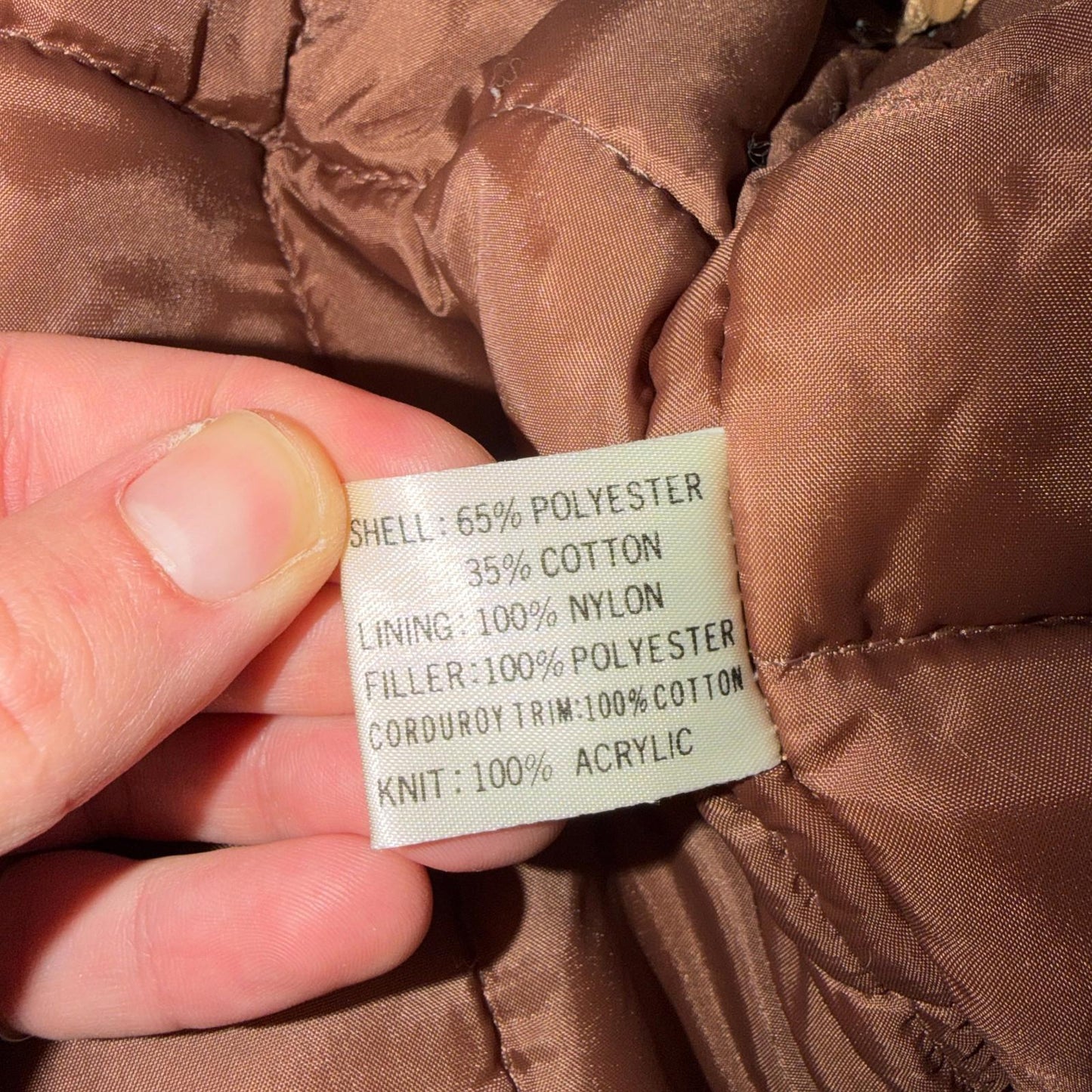 Vintage Fingerhut Fashions Puffer 1970s Brown Cream Mens Ski Coat Size XL 70s
