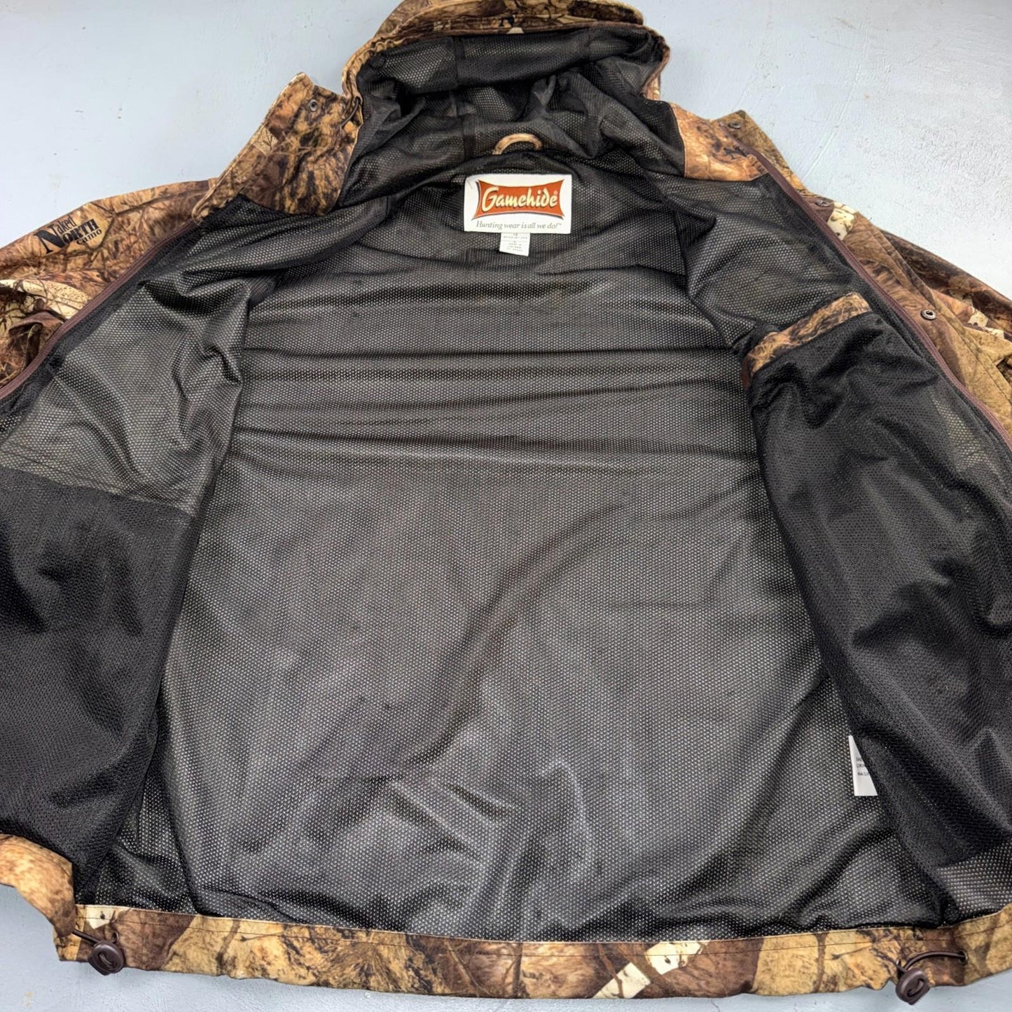 Gamehide Naked Camo Duck Bird Hunting Mesh Lined Hooded Jacket & Pants Medium L